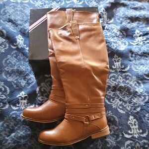 Wide Calf Brown Knee-High Women's Boots